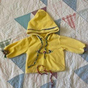 Vintage Baby Girl Yellow Hooded Terry Sweatshirt